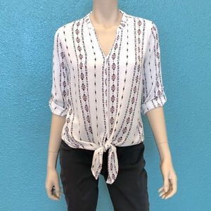 2Sable Tie-Front Gauze Blouse